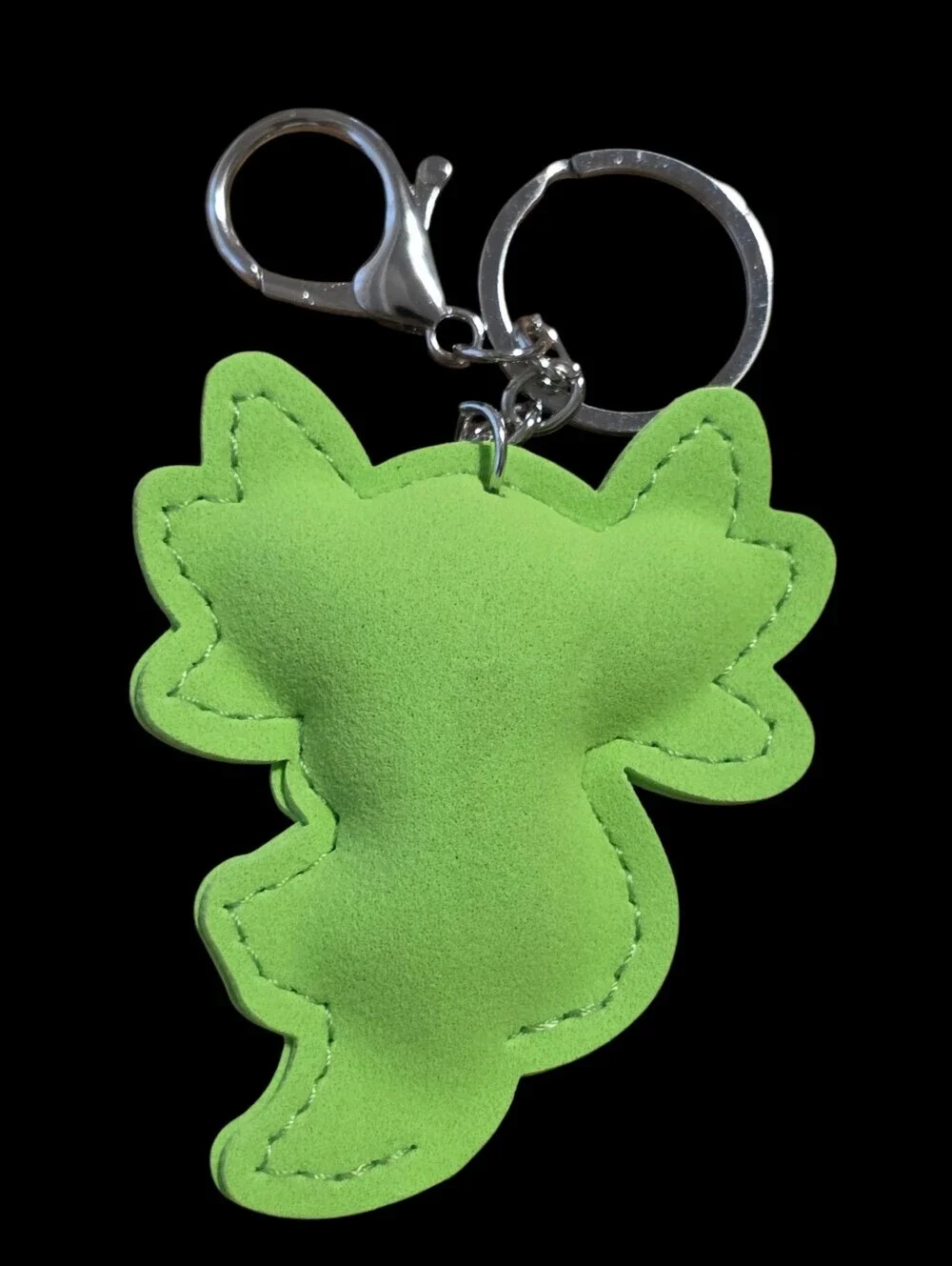 Green Crystal-Accented Cute Axolotl Bag Charm Keychain